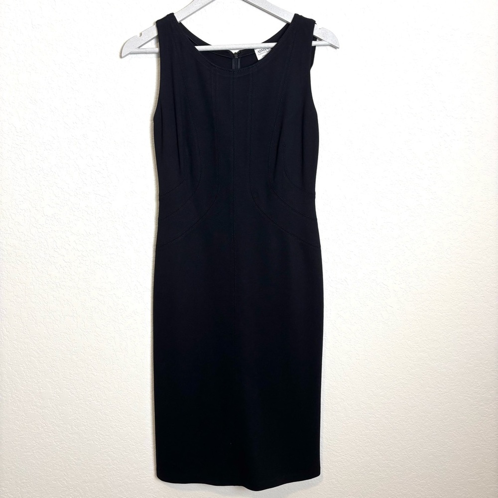 Armani Collezioni Italy Black Midi Sheath Dress Women’s 4 Classic Old Money Luxe